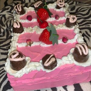 Artisan strawberry wood trinket box sculpture art ooak